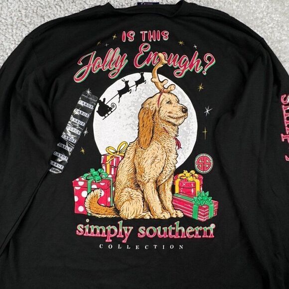 Simply Southern Is This Jolly Enough Christmas Holiday Dog T-Shirt Large NEW - Picture 8 of 10
